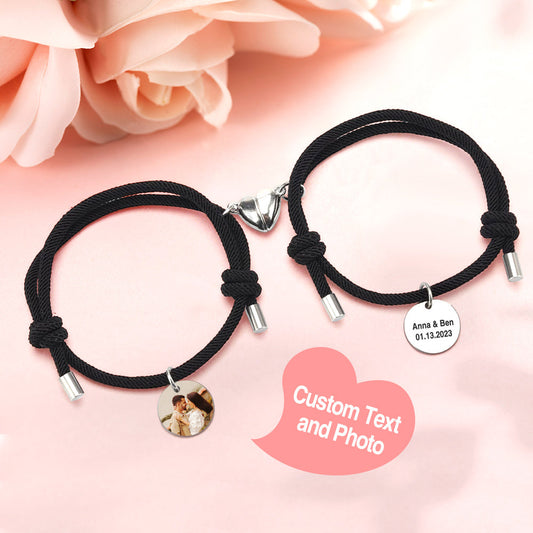 Matching Magnetic Heart - Personalized Couple Bracelet