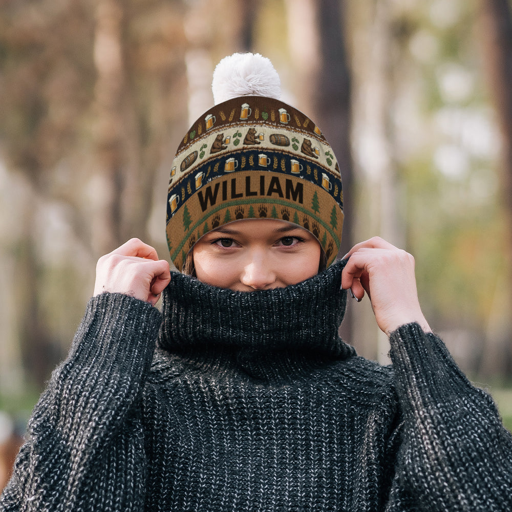 Holiday Brew Bear - Personalized Beer Beanie Hat