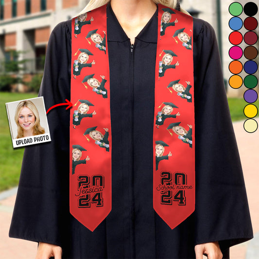Caricature Funny Character - Personalized Graduation Graduation Stole