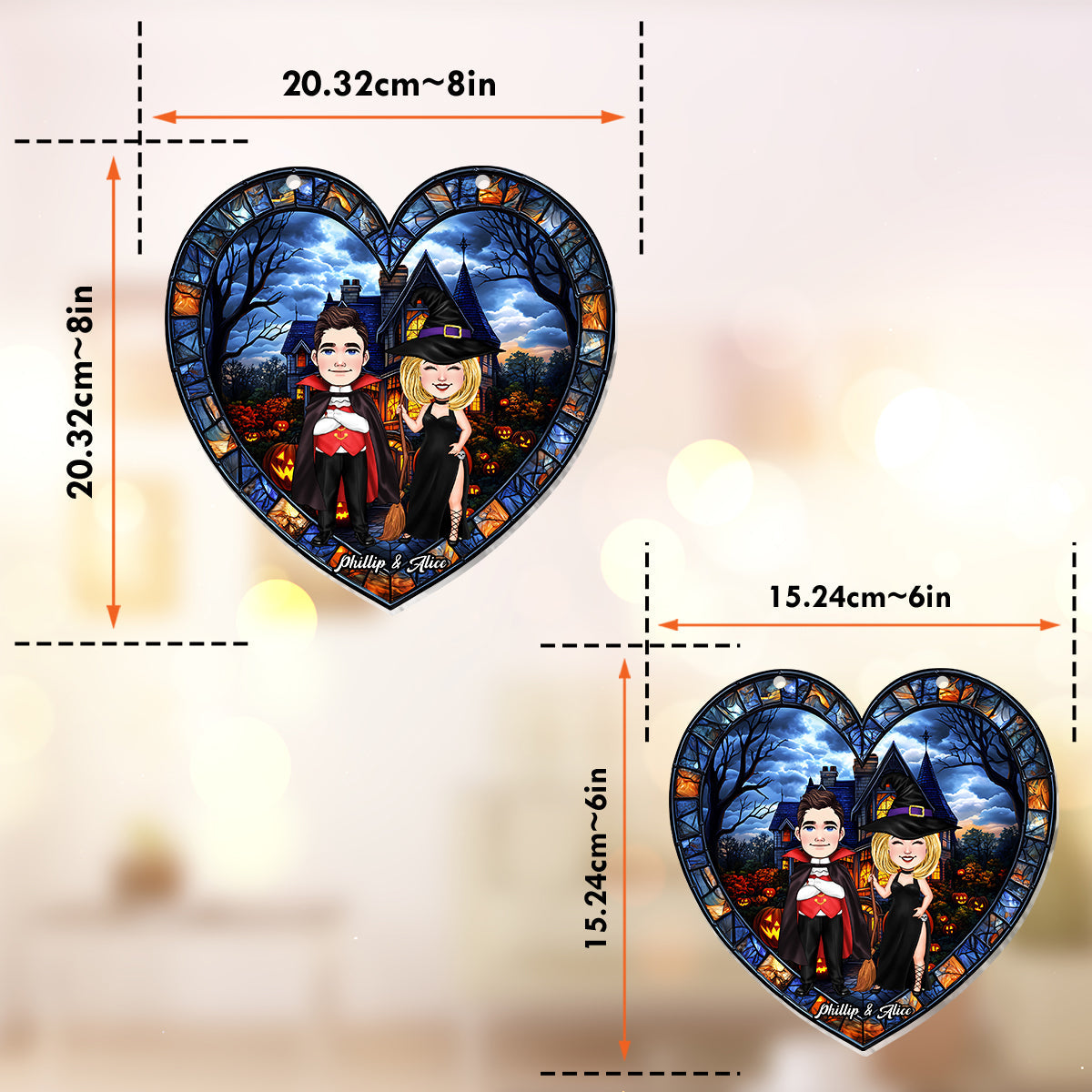 Halloween Is Coming - Personalized Couple Window Hanging Suncatcher Ornament