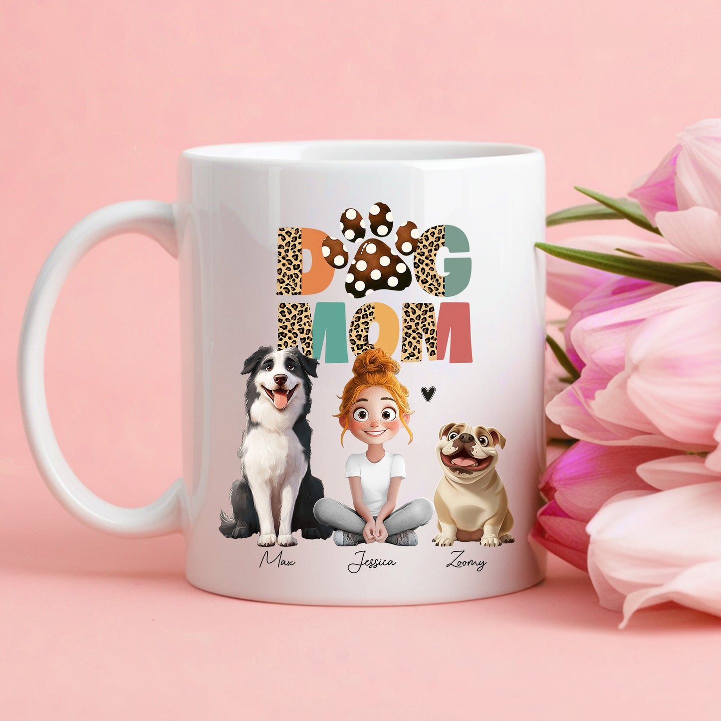 Cartoon Dog Mom as A Custom Engraved Crystal Car Hanger or as A Custom Car Hanger – A Unique Surprise for Mother's Day, Valentine's Day, or Pet Lovers