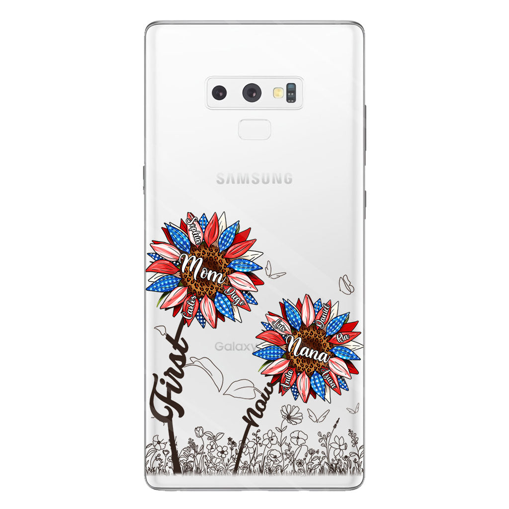 First Mom Now Grandma Sunflower Version - Personalized Grandma Clear Phone Case