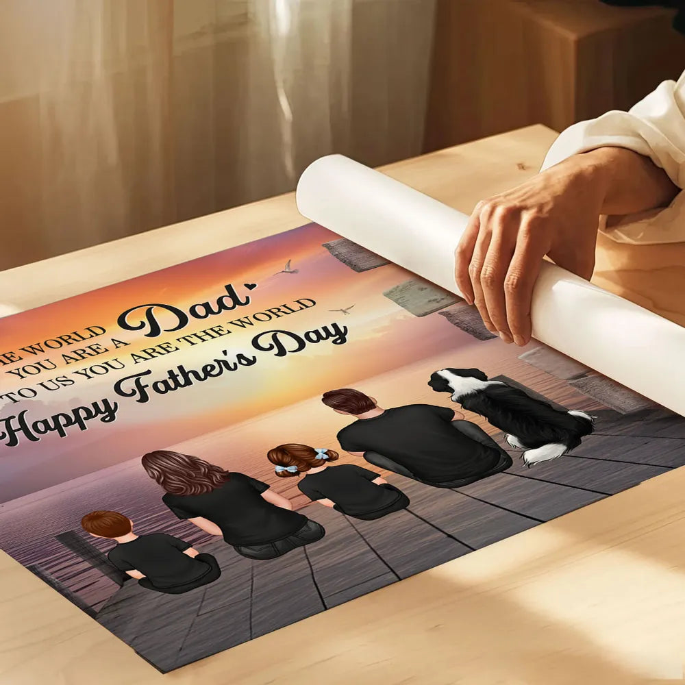 Personalized Family Back View Poster for Dad | Custom Canvas Gift