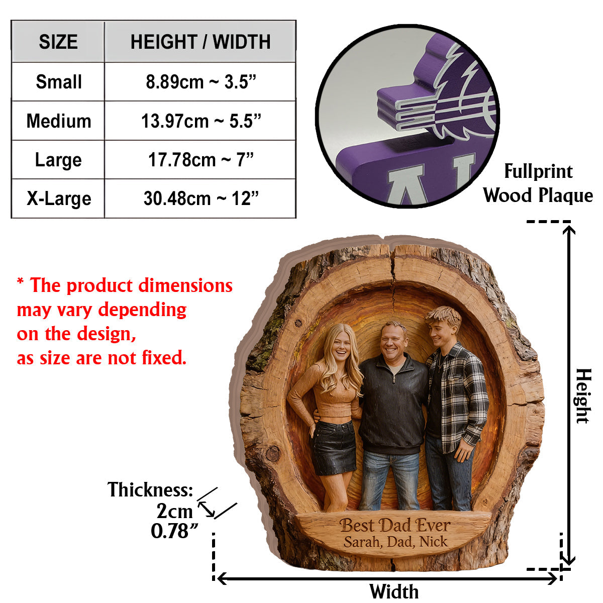 Custom Best Dad Ever Wood Log Figurine, Personalized Family Portrait Statue for Black Dad, Rustic Tabletop Decor Gift