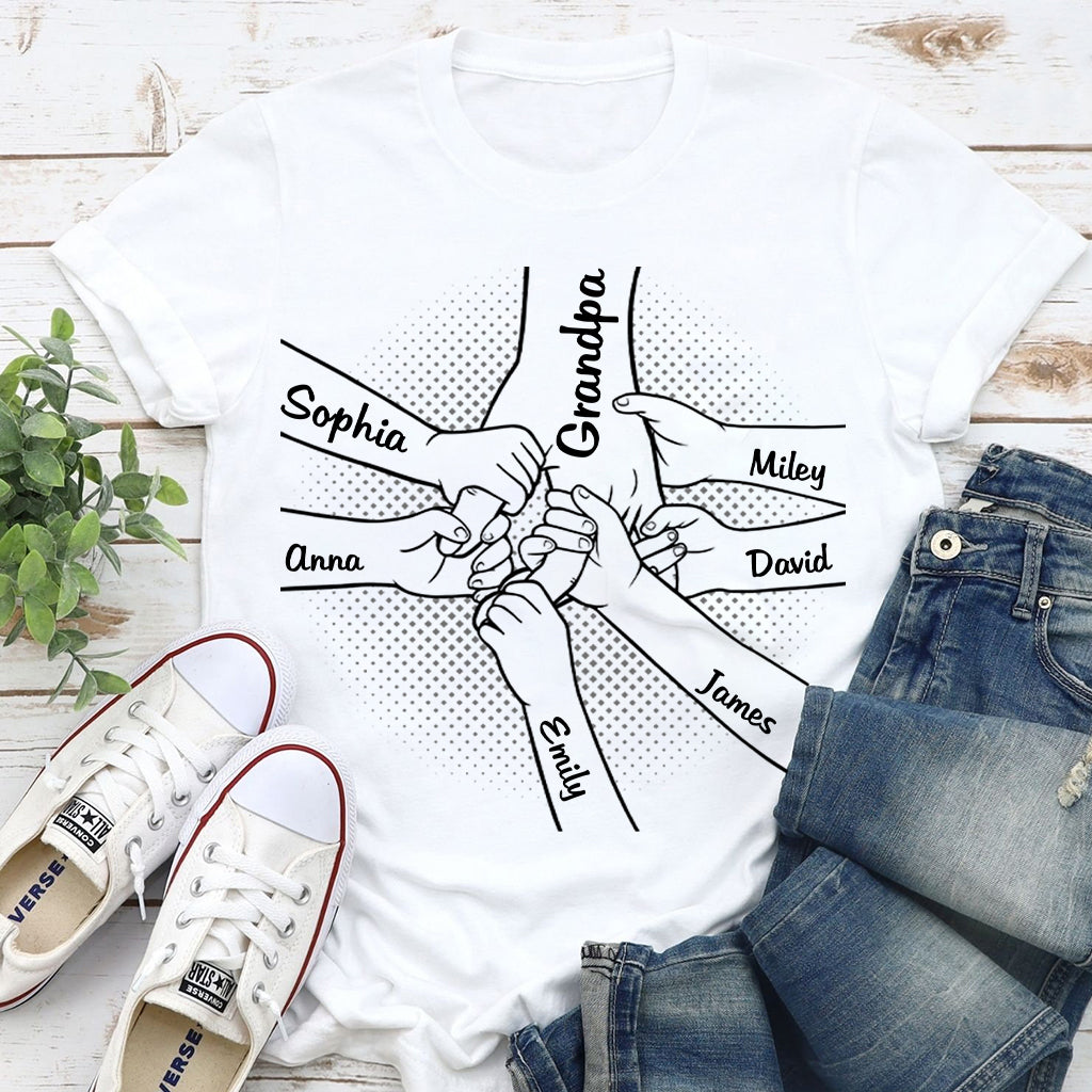 Hand In Hand - Personalized Grandpa T-shirt And Hoodie
