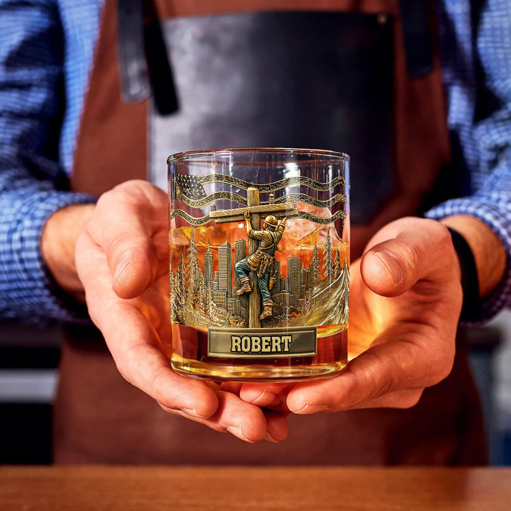 Lineman Legacy Glass - Personalized Lineman Whiskey Glass