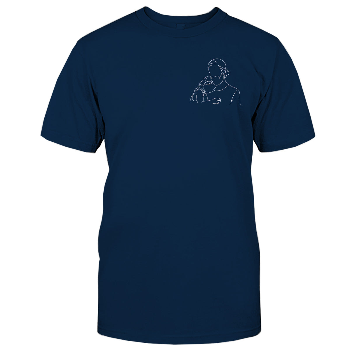 Custom Line Art - Personalized Step Dad Embroidered T-shirt