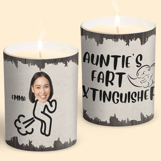 Fart Extinguisher - Gift for dad, grandma, grandpa, mom, uncle, aunt, son, daughter, brother, sister, granddaughter, grandson, husband, wife, boyfriend, girlfriend, friend - Personalized Candle With Wooden Lid
