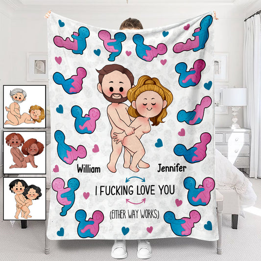I Love You Funny Couple - Personalized Couple Blanket