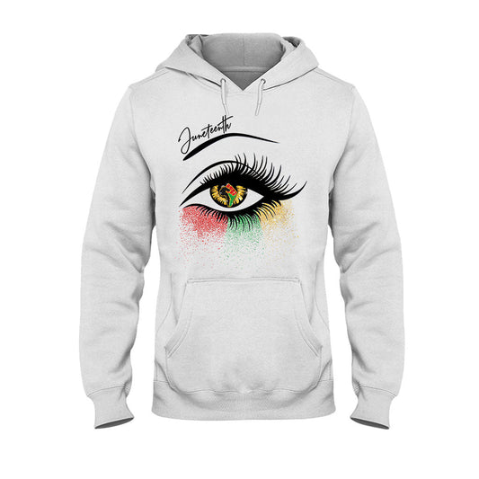Juneteenth - African American T-shirt and Hoodie With Faux Glitter Print 112021