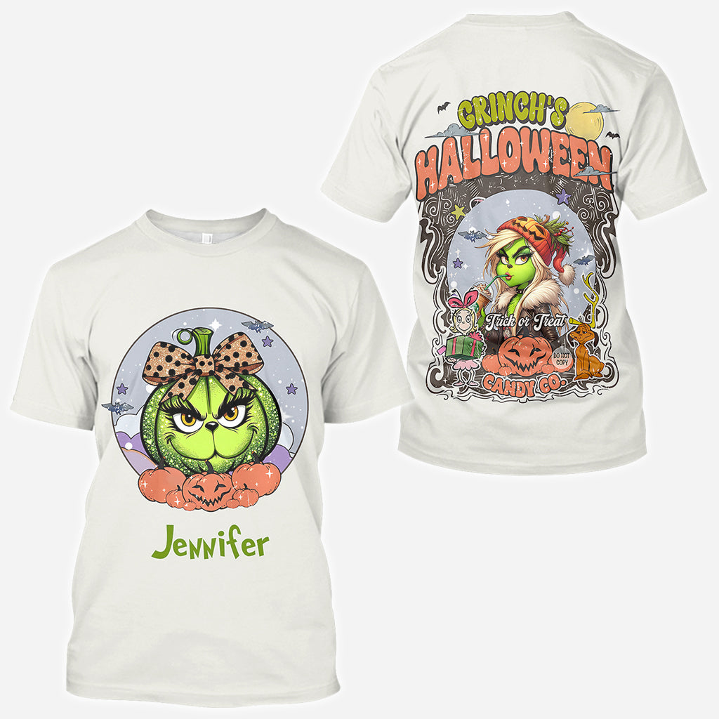 Green Pumpkin Mama Any Title - Personalized Stole Christmas All Over Shirt