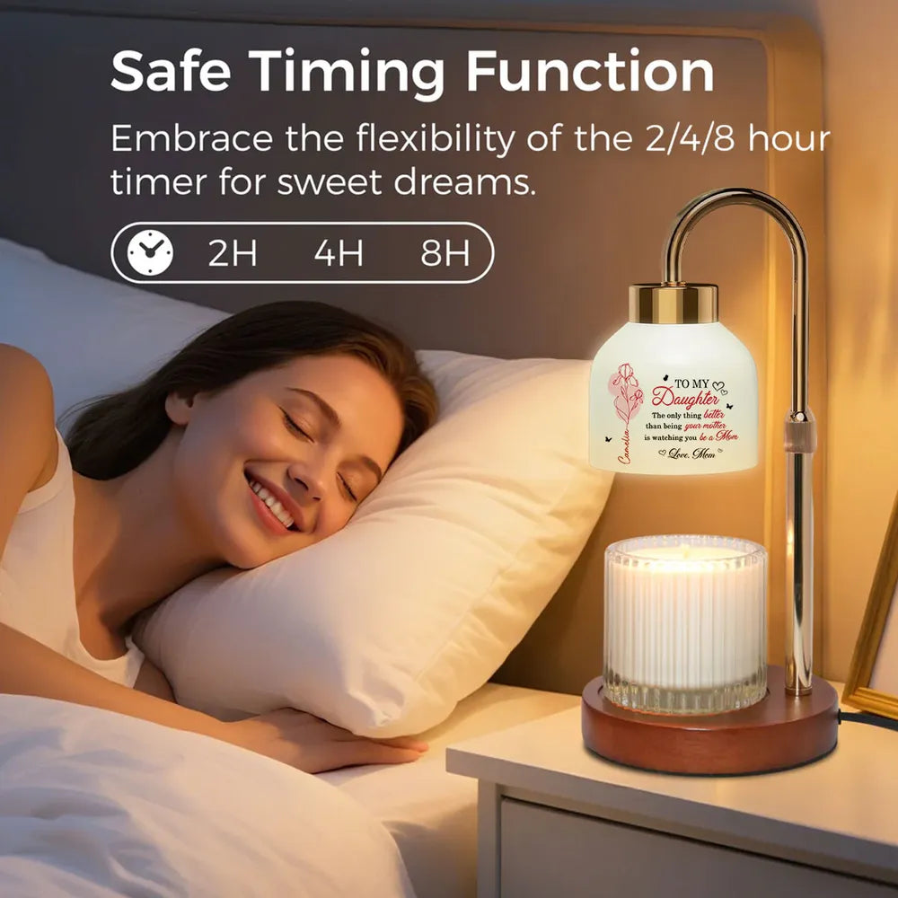 Candle Warmer Lamp Personalized for Daughter, Heartwarming New Mom Message, Sweet Bedroom Nightstand Gift