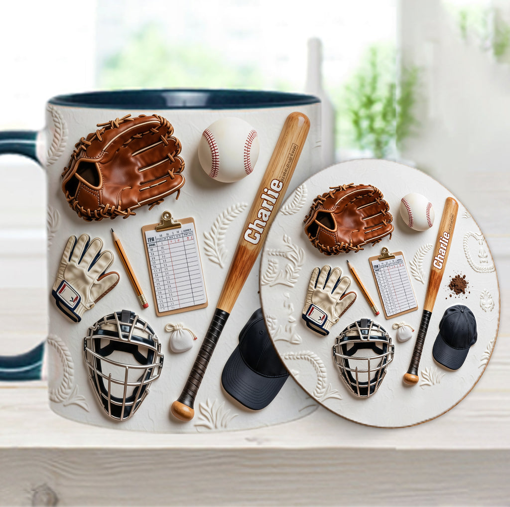 Love Baseball - Personalized Baseball Accent Mug & Coaster