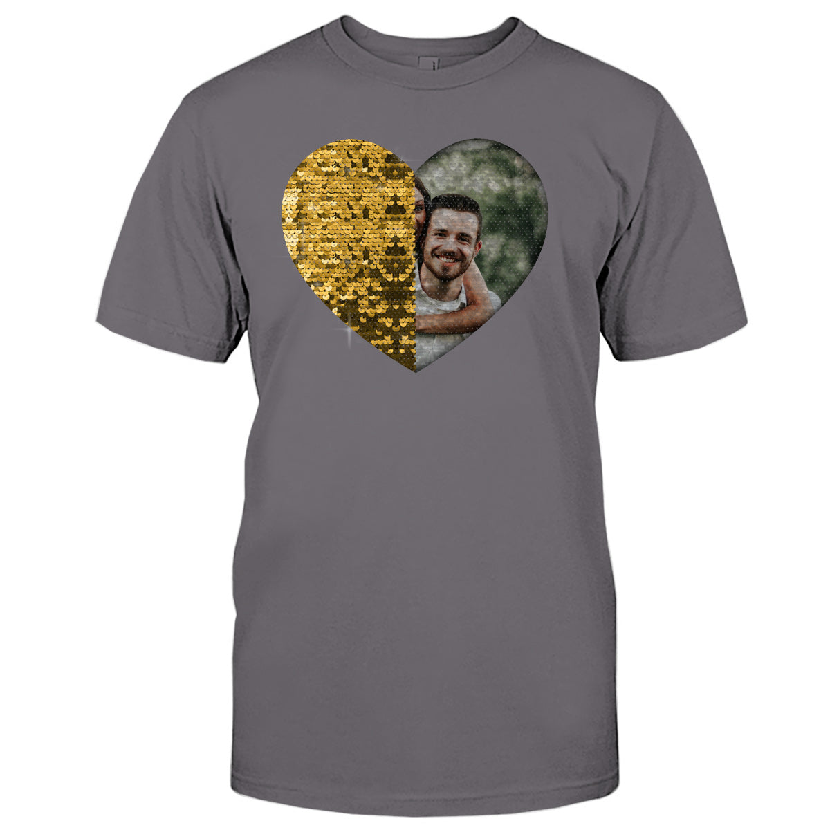 Custom Photo Sequin Shirt For Couples - gift for dog lover, cat lover - Personalized Sequin T-shirt