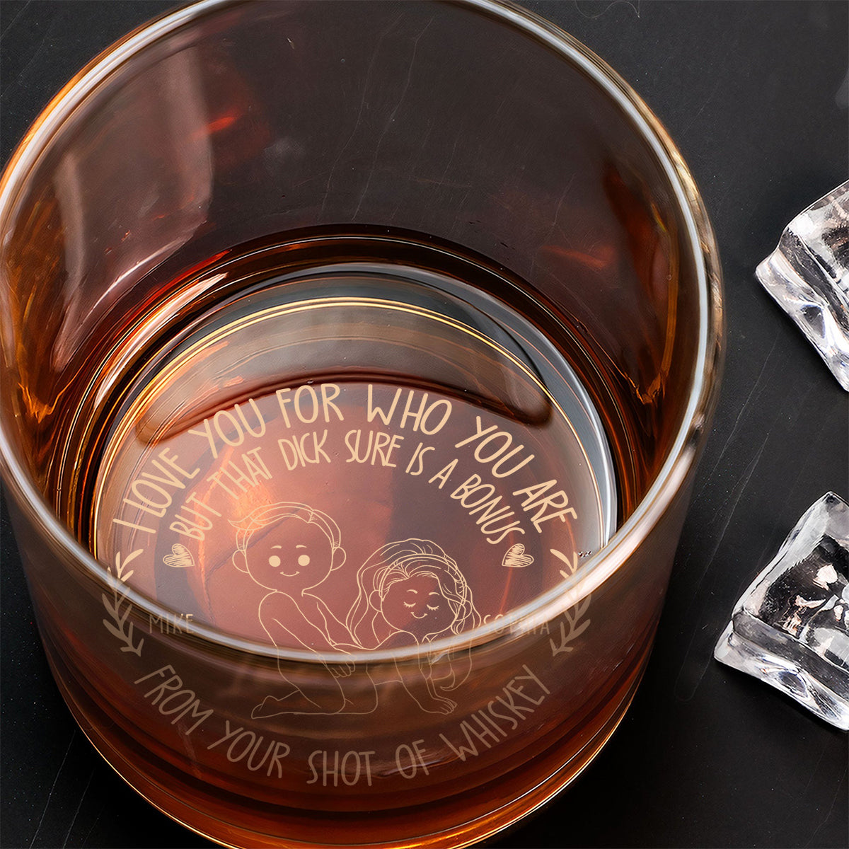 I Love You For Who You Are - Personalized Couple Engraved Whiskey Glass