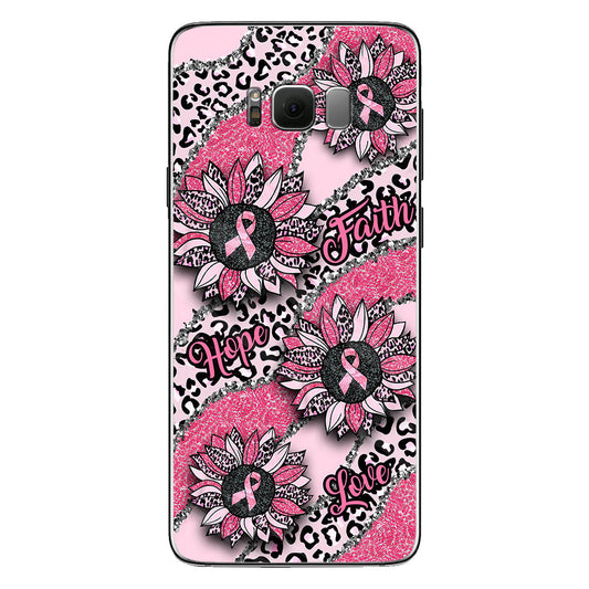 Faith Hope Love Wavy Pink Ribbon Leopard Sunflower Breast Cancer Awareness Phone Case