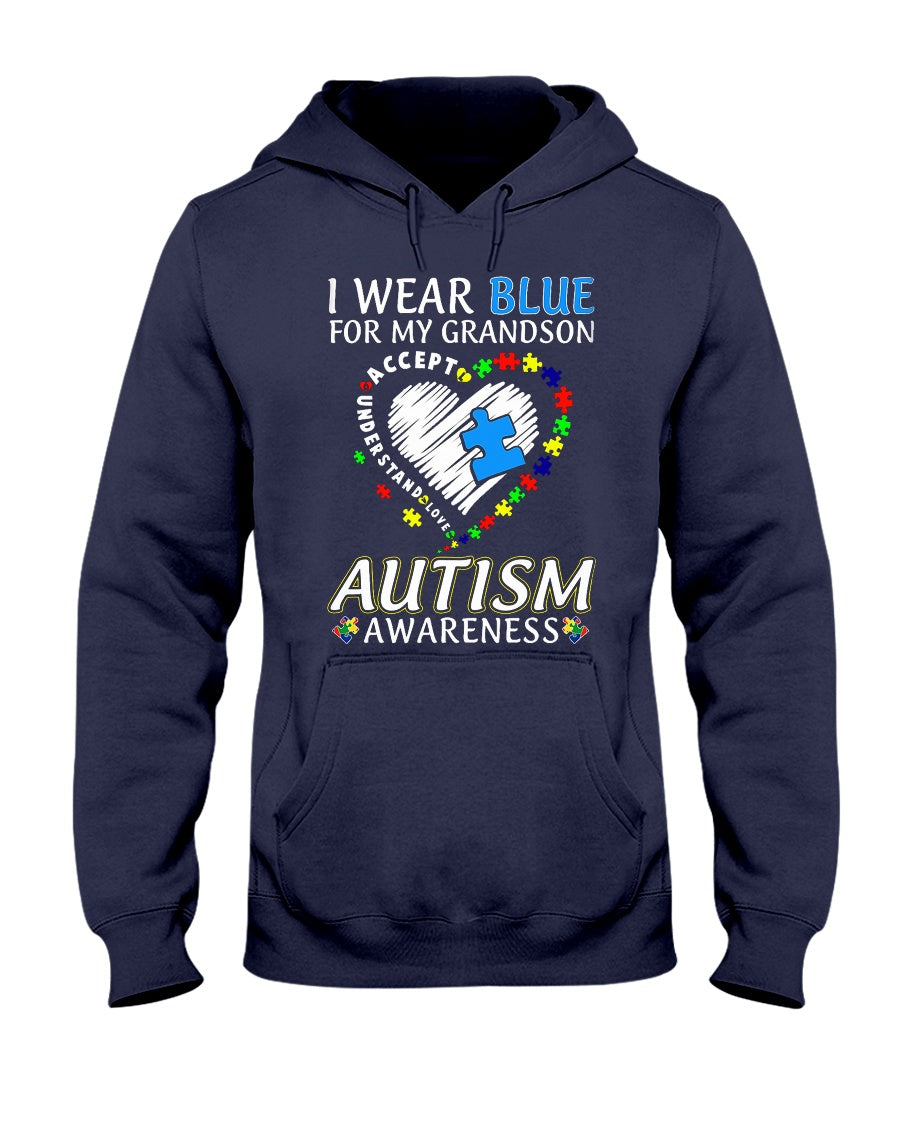 I Wear Blue For My Grandson - Autism Awareness T-shirt and Hoodie 0921