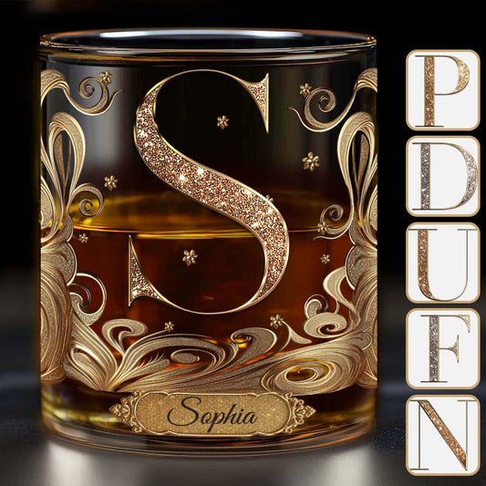 Elegant Alphabet Initial For Whiskey, Bourbon... Lovers - Personalized Luxury Whiskey Glass