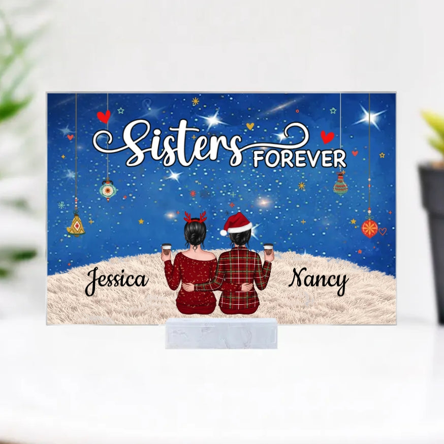 Sisters Forever - Personalized  Poster, Plaque, Ornament,Keychain, Blanket or Cup - A Heartfelt Gift for Your Best Friend or Sister