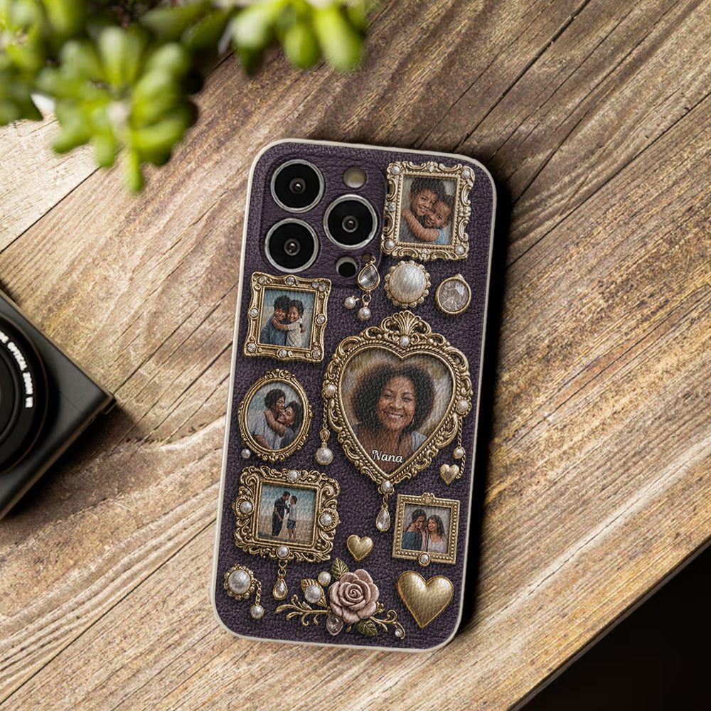 Grandma's Cute Little Museum - Personalized Grandma Leather Phone Case