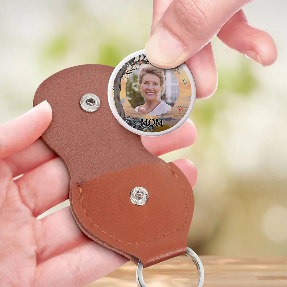 Personalized Pocket Hug with Photo Memorial for Mom, Sunset Tree Design, Unique Keepsake Gift From a Child