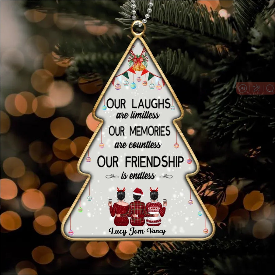 Besties - Our Laughs Are Limitless Our Memories Are Countless Our Friendship Is Endless - Personalized  Cup, Plaque, Ornament, Beauty Tools, Jewelry - Perfect Friendship Gift