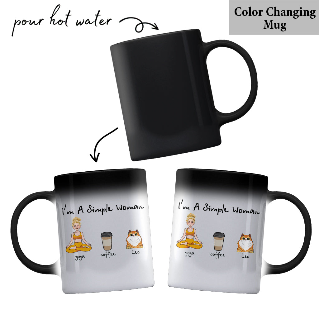 I'm A Simple Woman - Yoga gift for dog lover, cat lover, cat lover - Personalized Mug