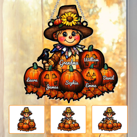 Grandma Fall - Personalized Grandma Window Hanging Suncatcher Ornament
