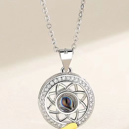 Personalized Sun And Moon Couple Projection Necklace