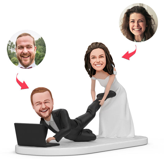 Personalized Couple Groom Bride Wedding Laptop Bobblehead