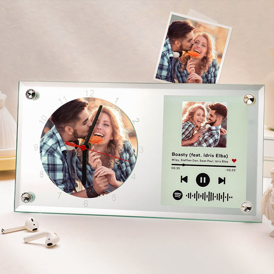 Spotify Code Photo Clock - gift for husband, wife, boyfriend, girlfriend - Personalized Clock