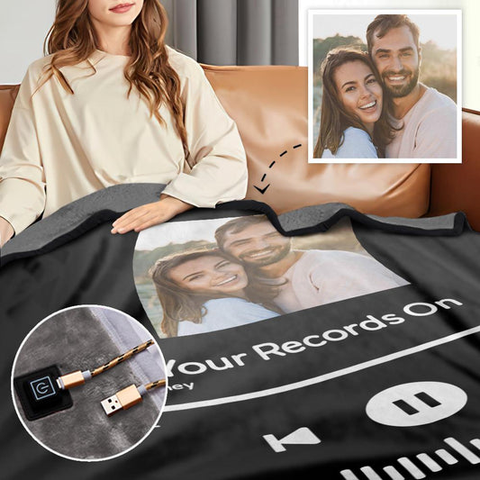 Song Code - Personalized Couple Heating Blanket with 3 Time Settings