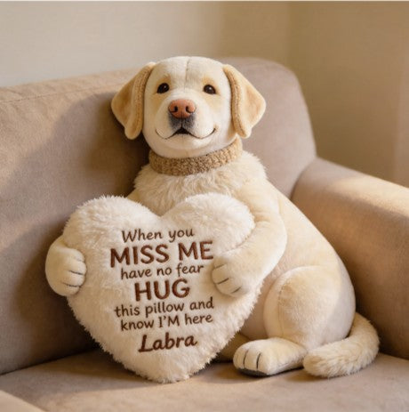 Personalized Labrador Dog Plush Pillow Hug Toy, Custom Name Stuffed Animal Gift, Cute Lab Lover Comfort Doll for Kids & Memorial Keepsake
