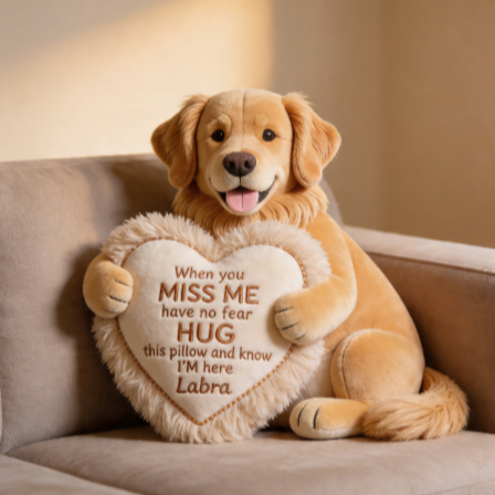 Personalized Labrador Retriever Plush Pillow – Custom Name Dog Stuffed Animal Hug Cushion Gift for Kids, Couples, Comfort & Memorial