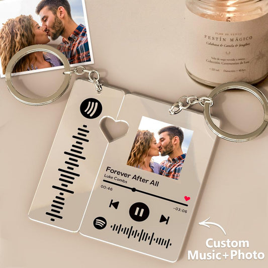 Music Code Heart Matching Keychain - Personalized Couple Keychain