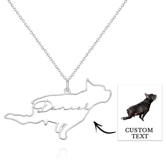 Personalized Dog Silhouette Outline Picture Charm