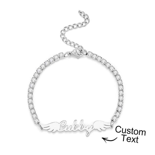 Shine Like A Diamond - Personalized Angel Wings All Diamonds Bracelet