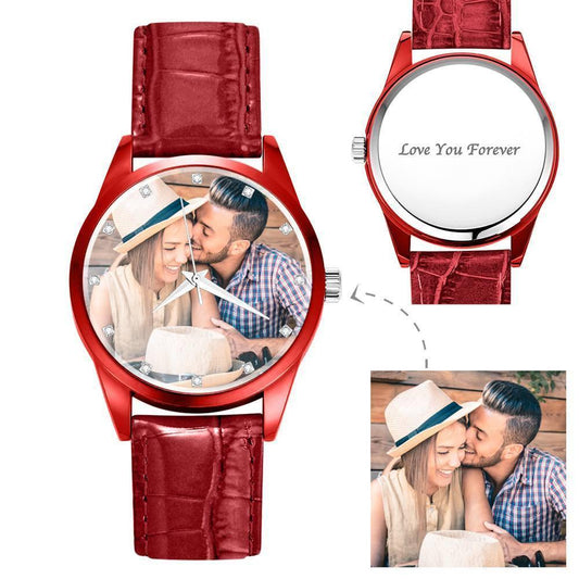 Men's Photo Watch With Leather Strap - Personalized Watch