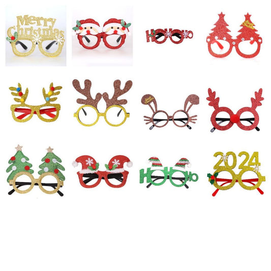 Merry Christmas - Glitter Christmas Party Glasses Frame