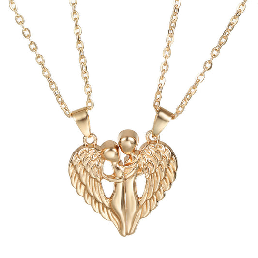 Magnetic Matching Angel - Couple Heart Necklace