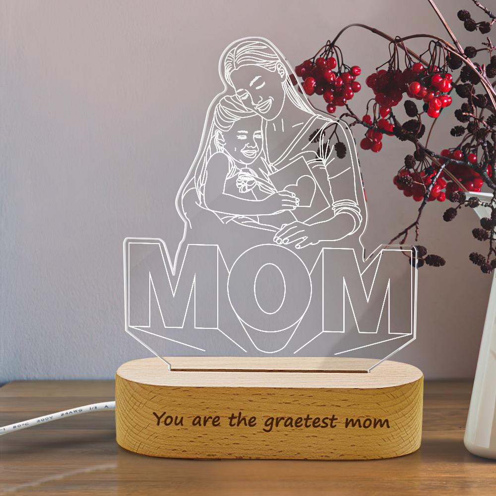You Are The Greatest Mom - Personalized Mother Mom Line Art Lamp