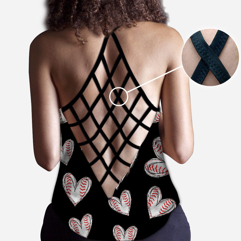 Baseball Mom - Personalized Cross Tank Top and Leggings