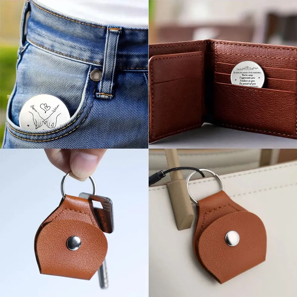 Pocket Hug Keychain with Love Messages – Sentimental Keepsake & Perfect Gift for Couples