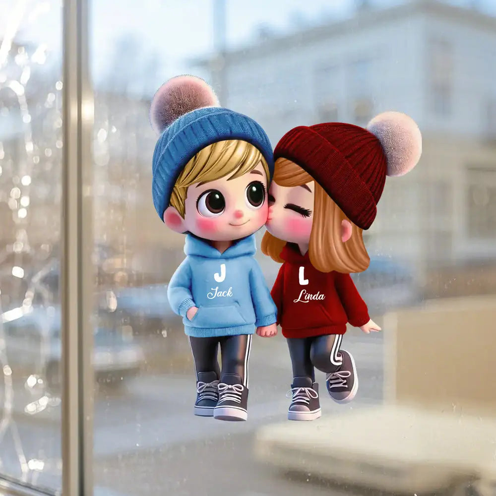 Personalized Sticker Decal for Couples – Cute Cartoon Design, Customizable for Him & Her