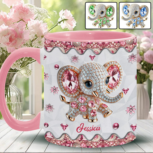 Just A Girl Who Loves Elephants - Personalized Elephant Accent Mug