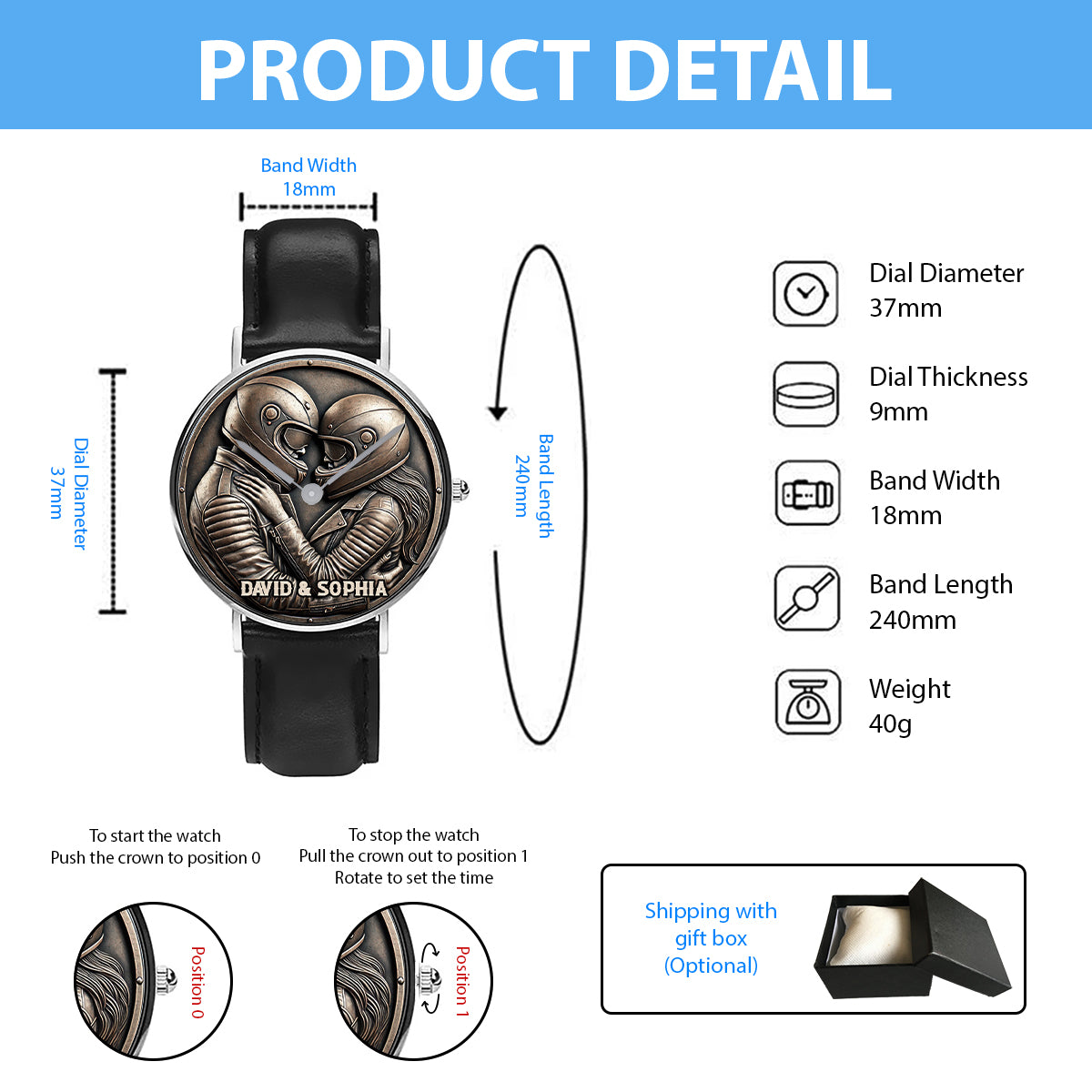 I Love You - Personalized Biker Hand Watch