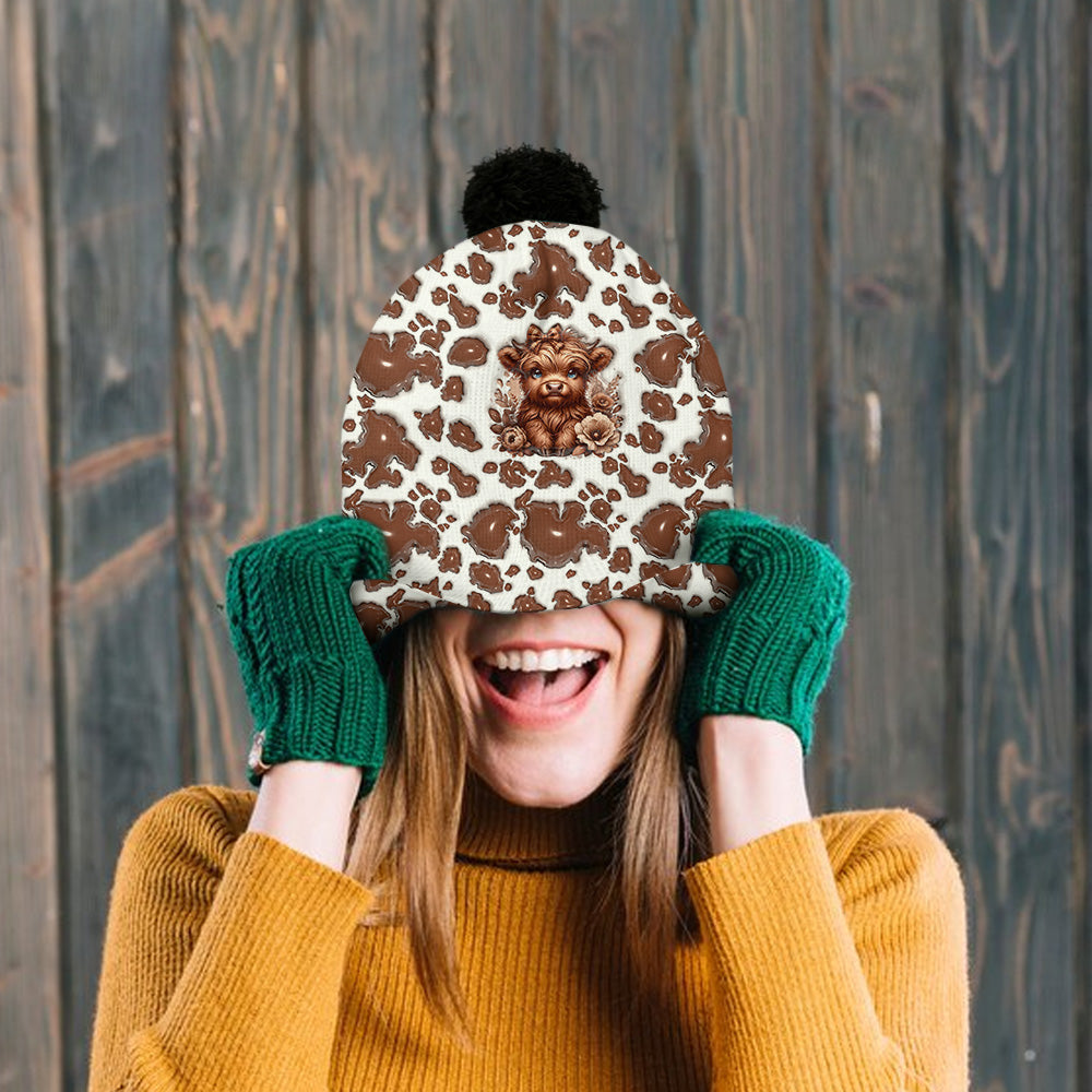 Beautiful Highland Cow - Personalized Beanie Hat