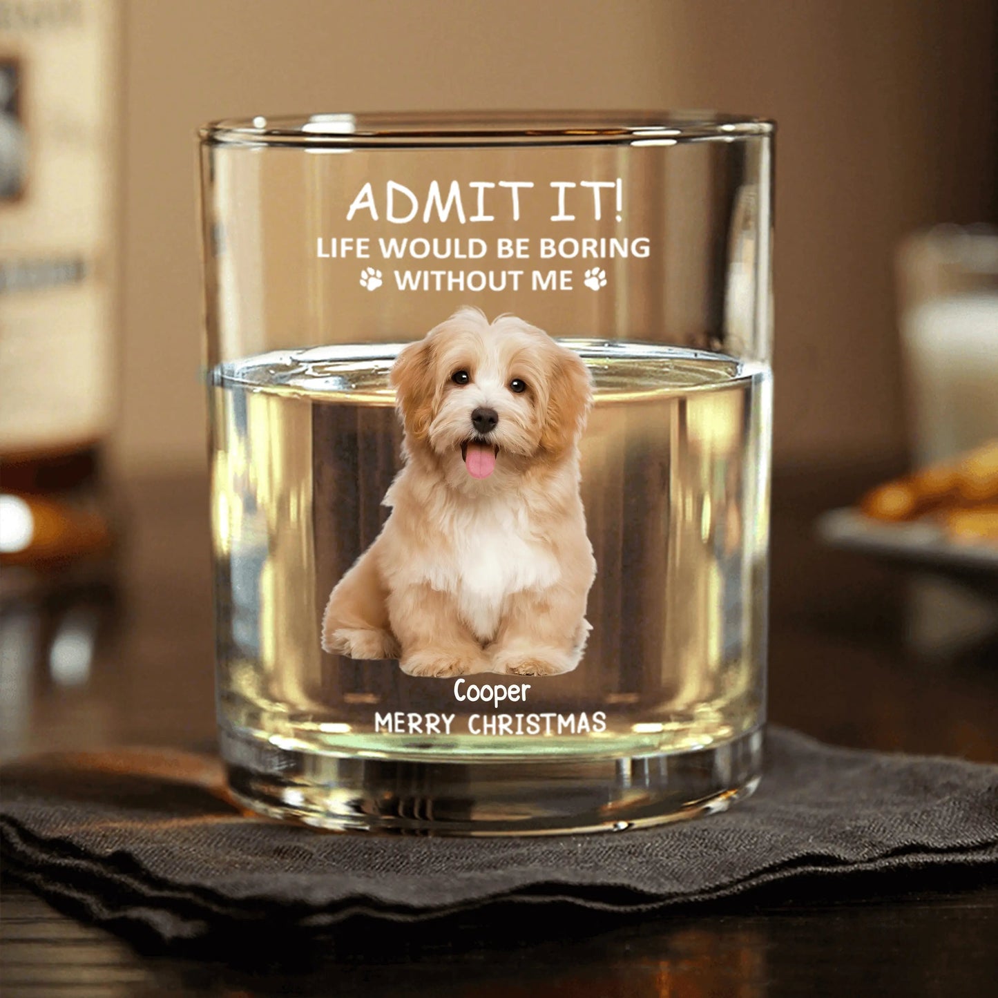 Personalized Beer Glass for Pet Lover Dad – Funny Father's Day Gift from the Dog – Admit Life Would Be Boring Without Me