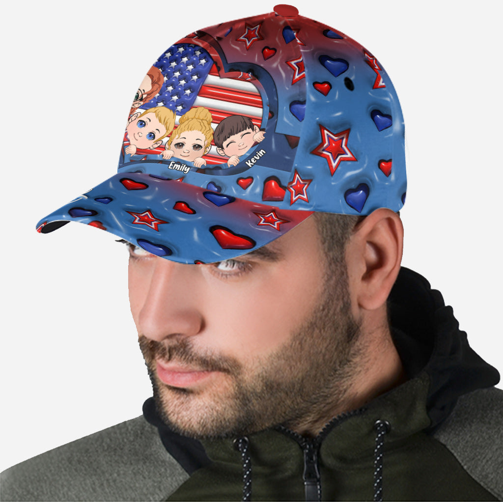 Best Dad Ever Red White Blue - Personalized Father Classic Cap