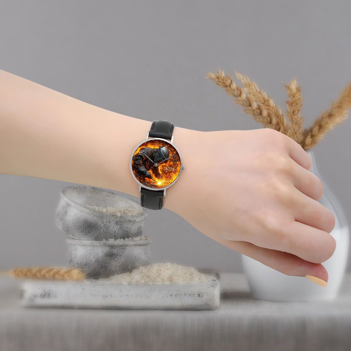 Gift For Welder Man - Personalized Welder Hand Watch
